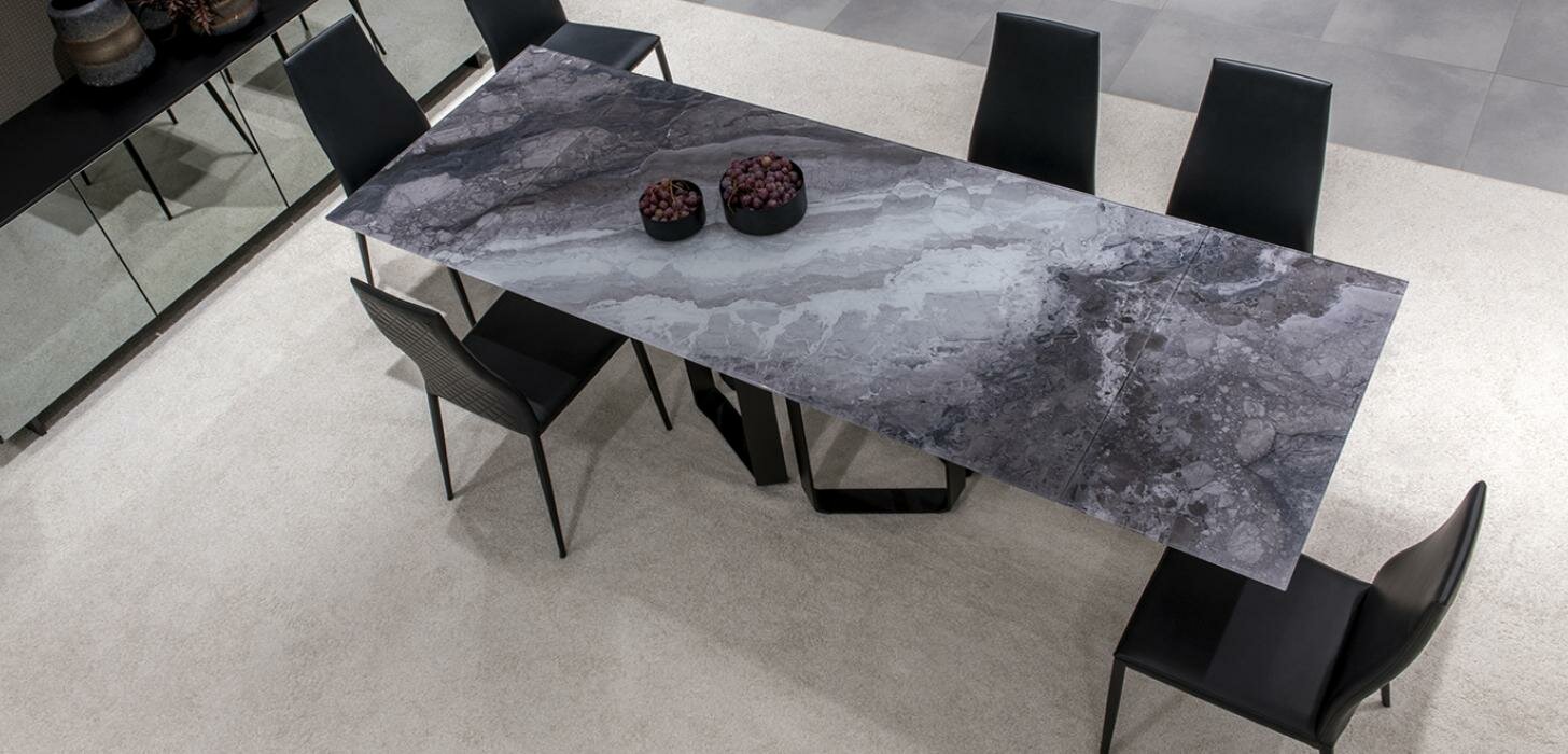Stůl Livori Home Undici šedý skleněný