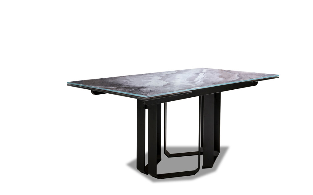 Stůl Livori Home Undici šedý skleněný 